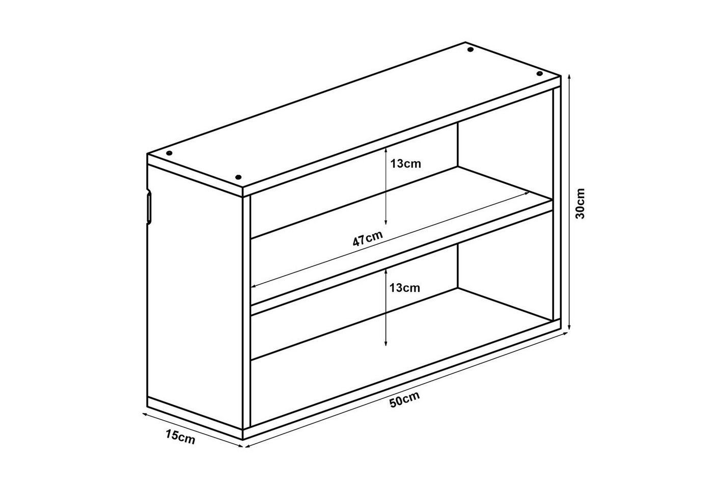 en.casa Wandregal, »Gol« mit 2 Ablagen 50x15x30 cm Bambus – Bild 3 von 5