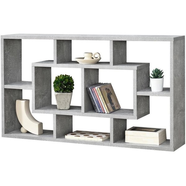 en.casa Wandregal, Saputit Bücherregal 85x16x48cm mit 8 Ablagefächern Betonoptik