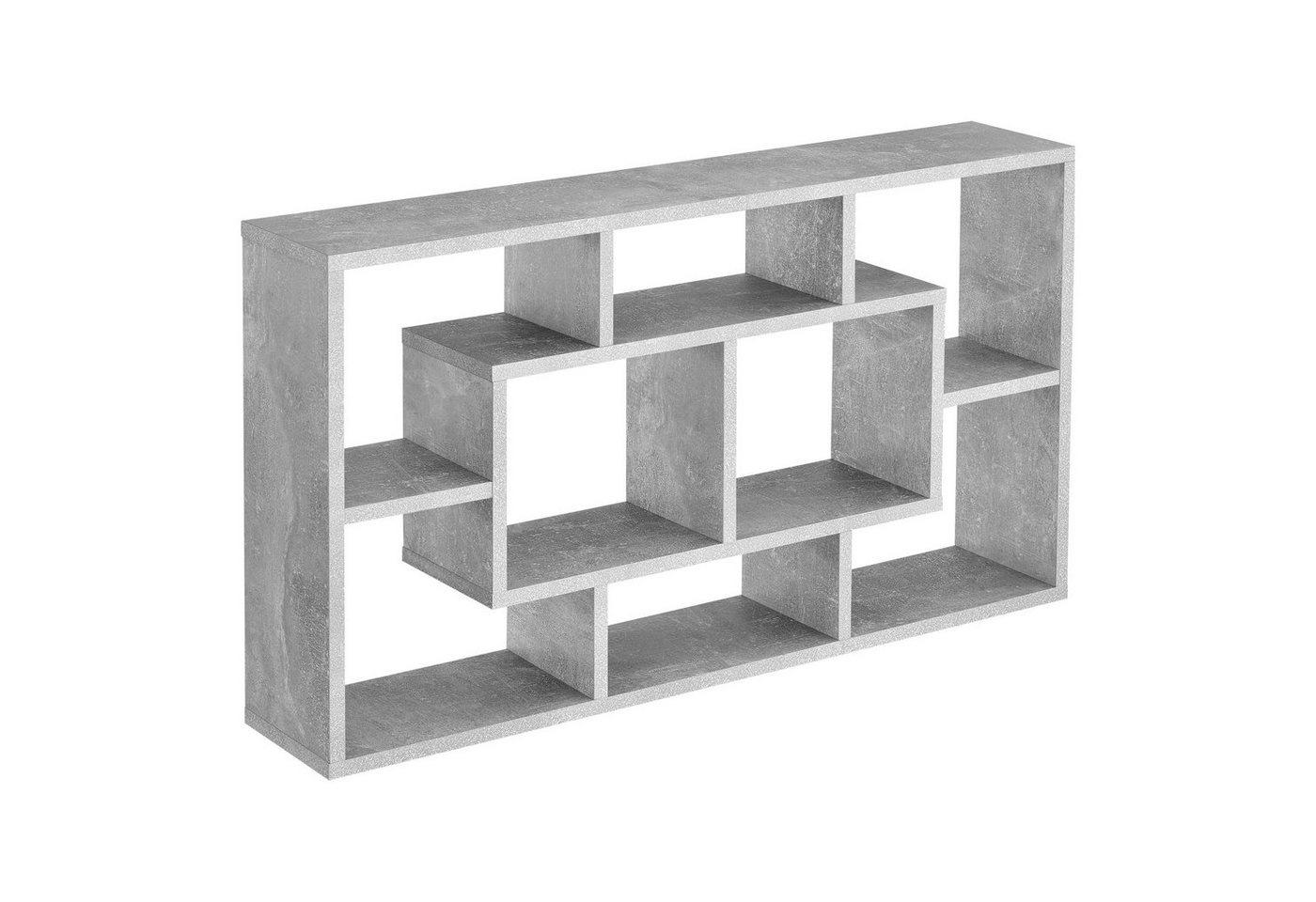 en.casa Wandregal, Saputit Bücherregal 85x16x48cm mit 8 Ablagefächern Betonoptik – Bild 3 von 5