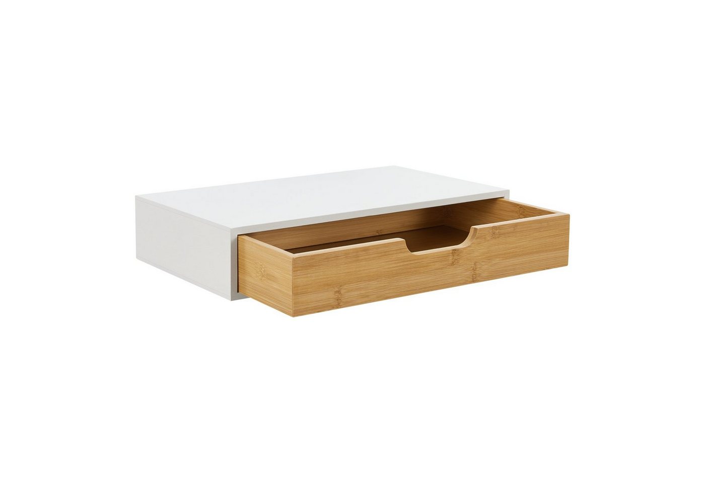 en.casa Wandregal, »Bokn« mit Schublade 40x24x8 cm Bambus Weiß – Bild 4 von 5