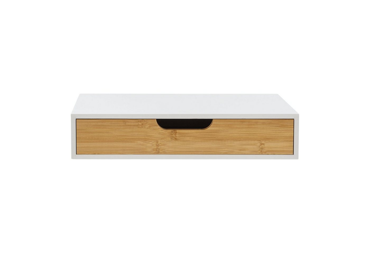 en.casa Wandregal, »Bokn« mit Schublade 40x24x8 cm Bambus Weiß – Bild 5 von 5