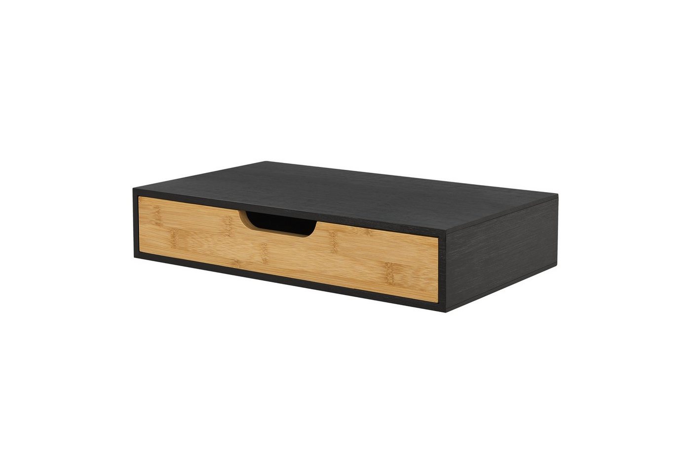 en.casa Wandregal, »Bokn« mit Schublade 40x24x8 cm Bambus Schwarz – Bild 3 von 5