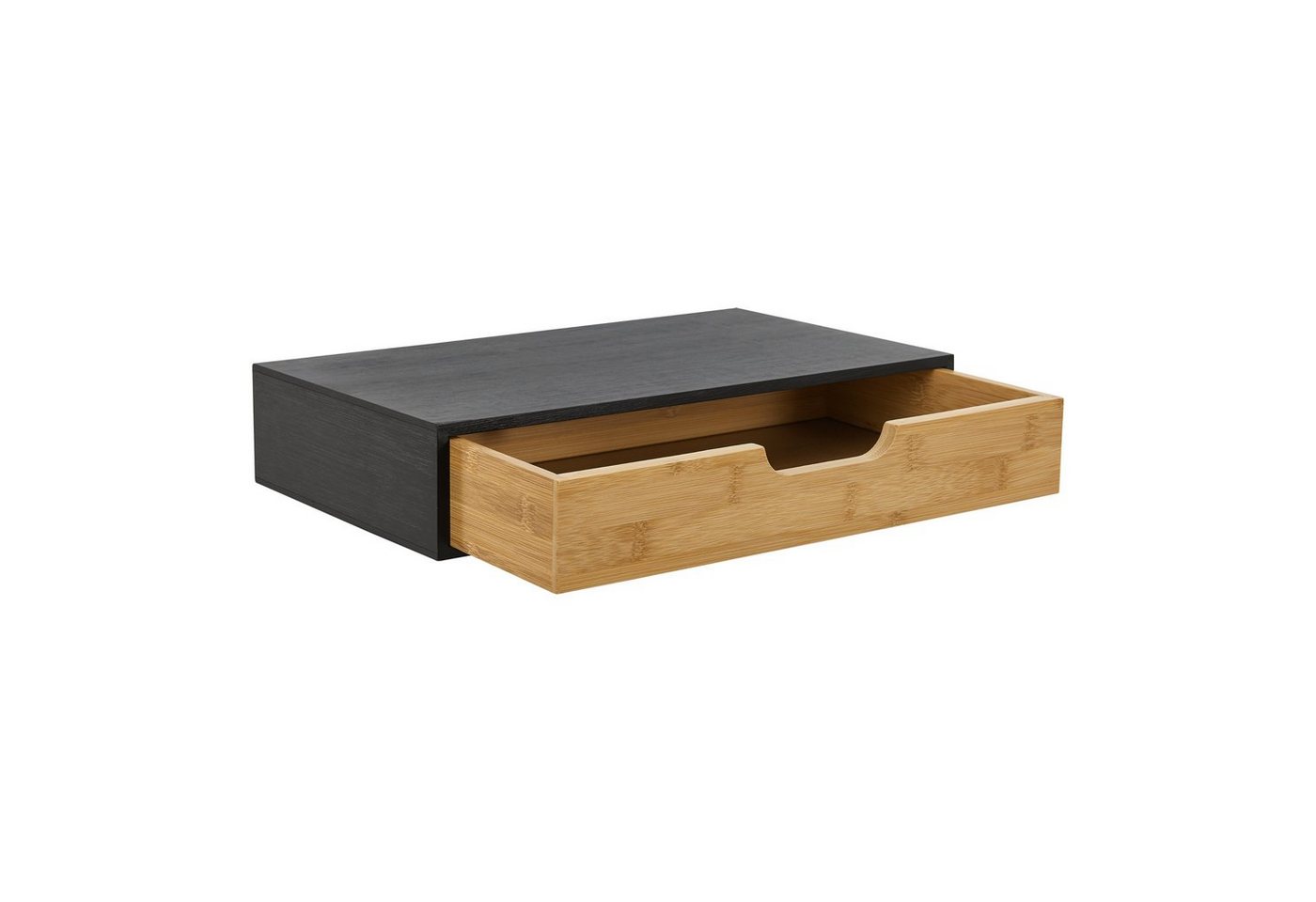 en.casa Wandregal, »Bokn« mit Schublade 40x24x8 cm Bambus Schwarz – Bild 5 von 5