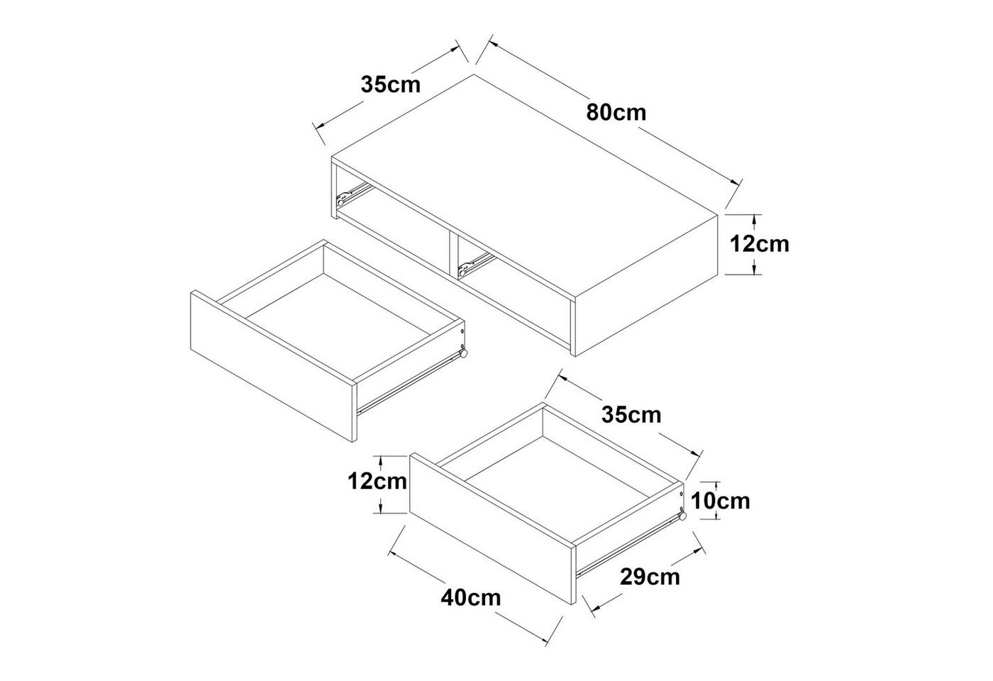 en.casa Wandregal, »Karstula« mit Schublade Betonoptik – Bild 4 von 5
