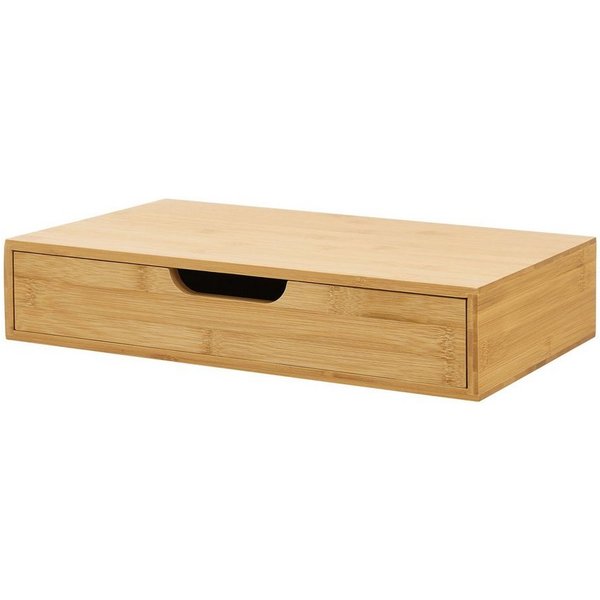 en.casa Wandregal, »Bokn« mit Schublade 40x24x8 cm Bambus