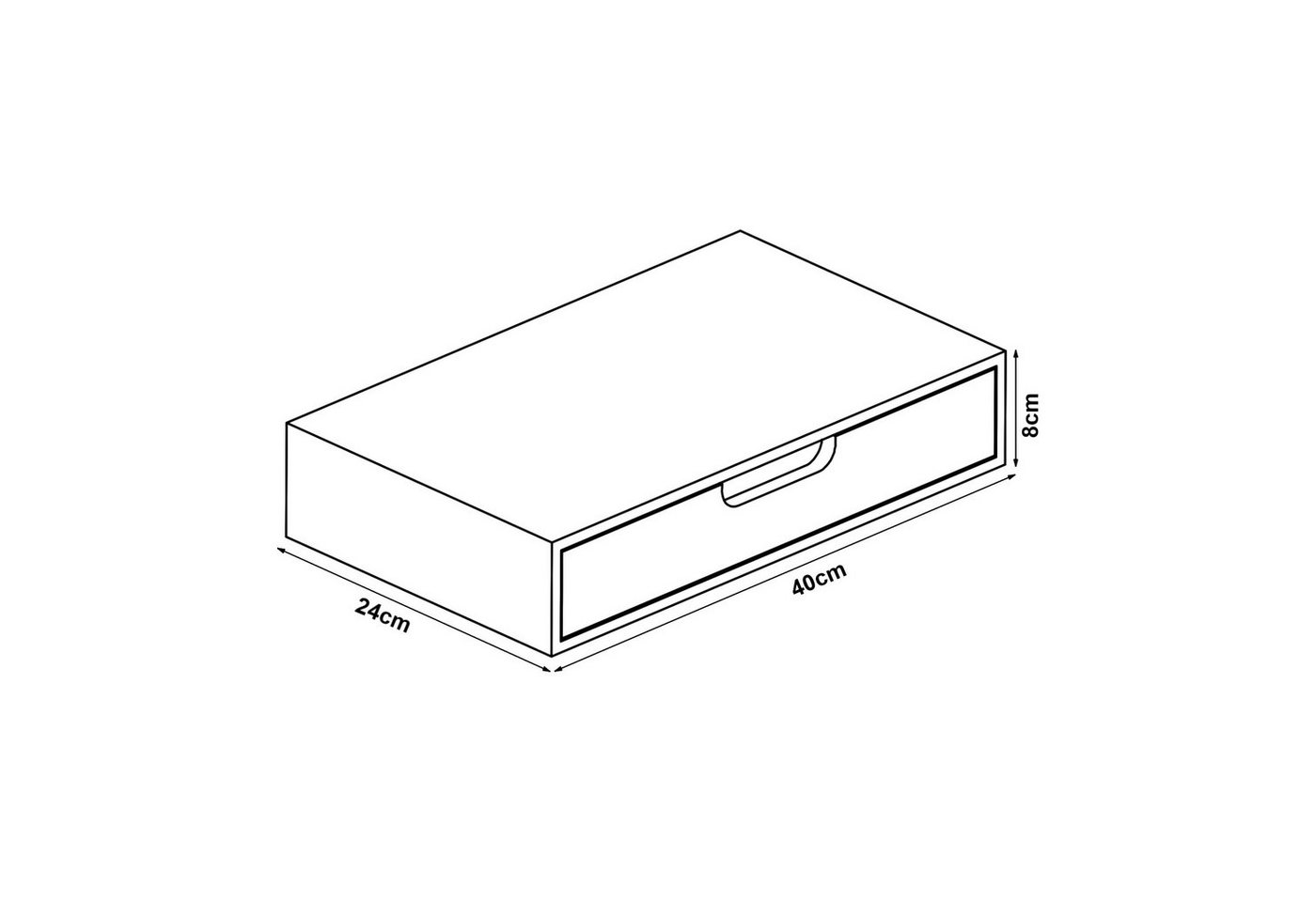 en.casa Wandregal, »Bokn« mit Schublade 40x24x8 cm Bambus – Bild 3 von 5
