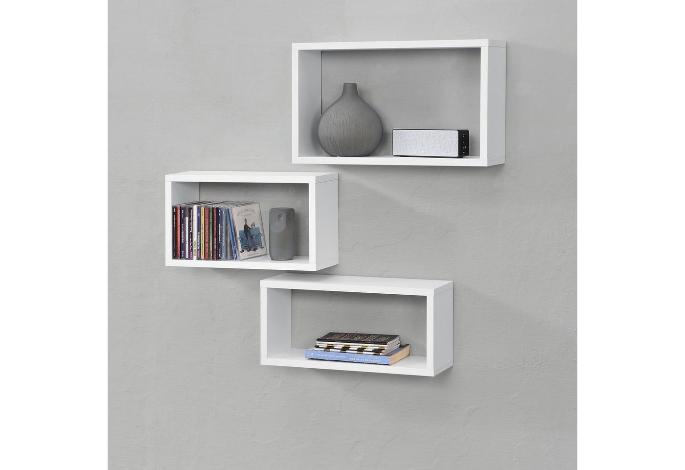 en.casa Wandregal, »Mandal« Wandablage 3-teilig Schweberegal Wandboard Weiß – Bild 2 von 5