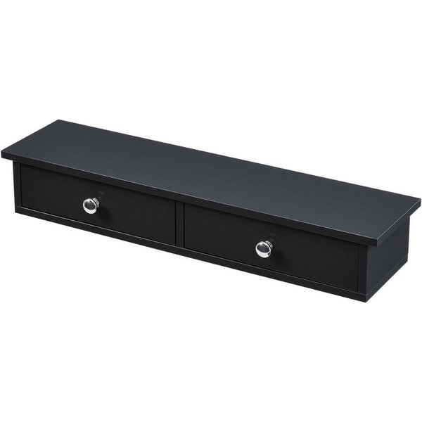 en.casa Wandregal, »Geeste« mit 2 Schubladen 60 x 15 x 10 cm Schwarz