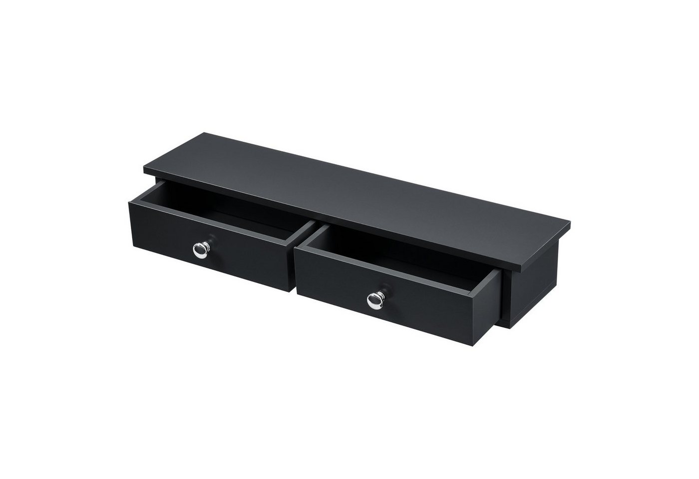 en.casa Wandregal, »Geeste« mit 2 Schubladen 60 x 15 x 10 cm Schwarz – Bild 2 von 5