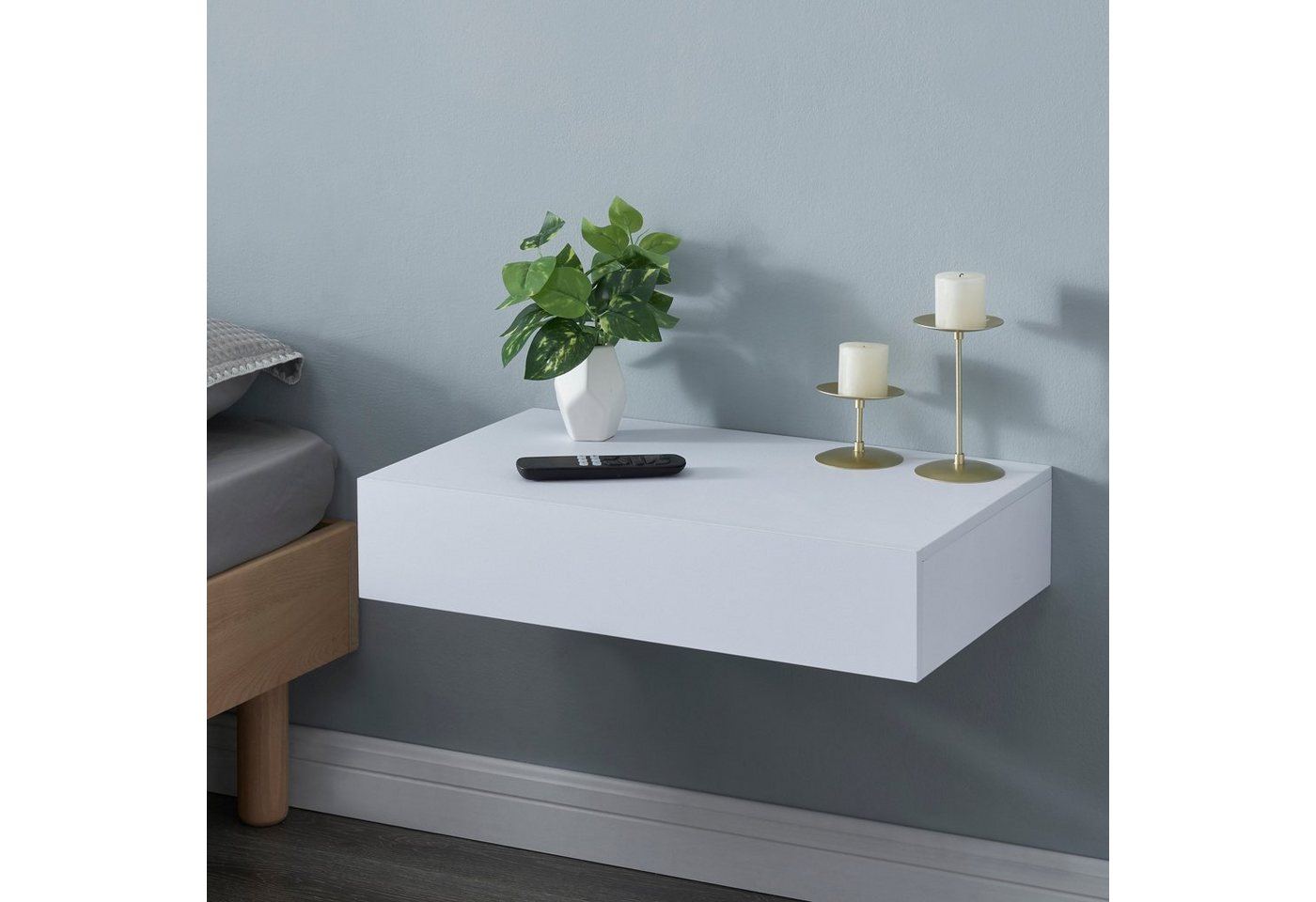 en.casa Wandregal, »Kärsämäki« mit Schublade Weiß – Bild 3 von 5
