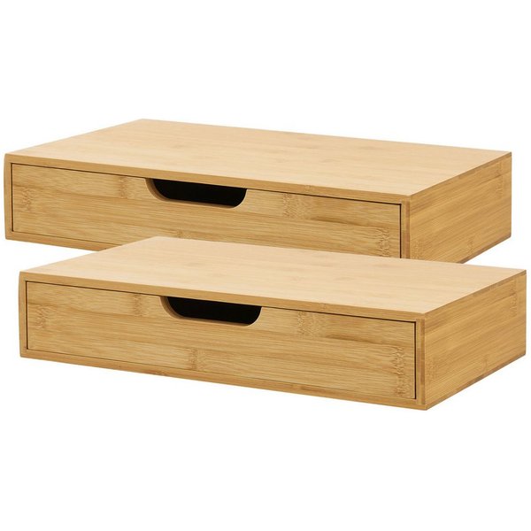 en.casa Wandregal, »Bokn« mit Schublade 40x24x8 cm Bambus