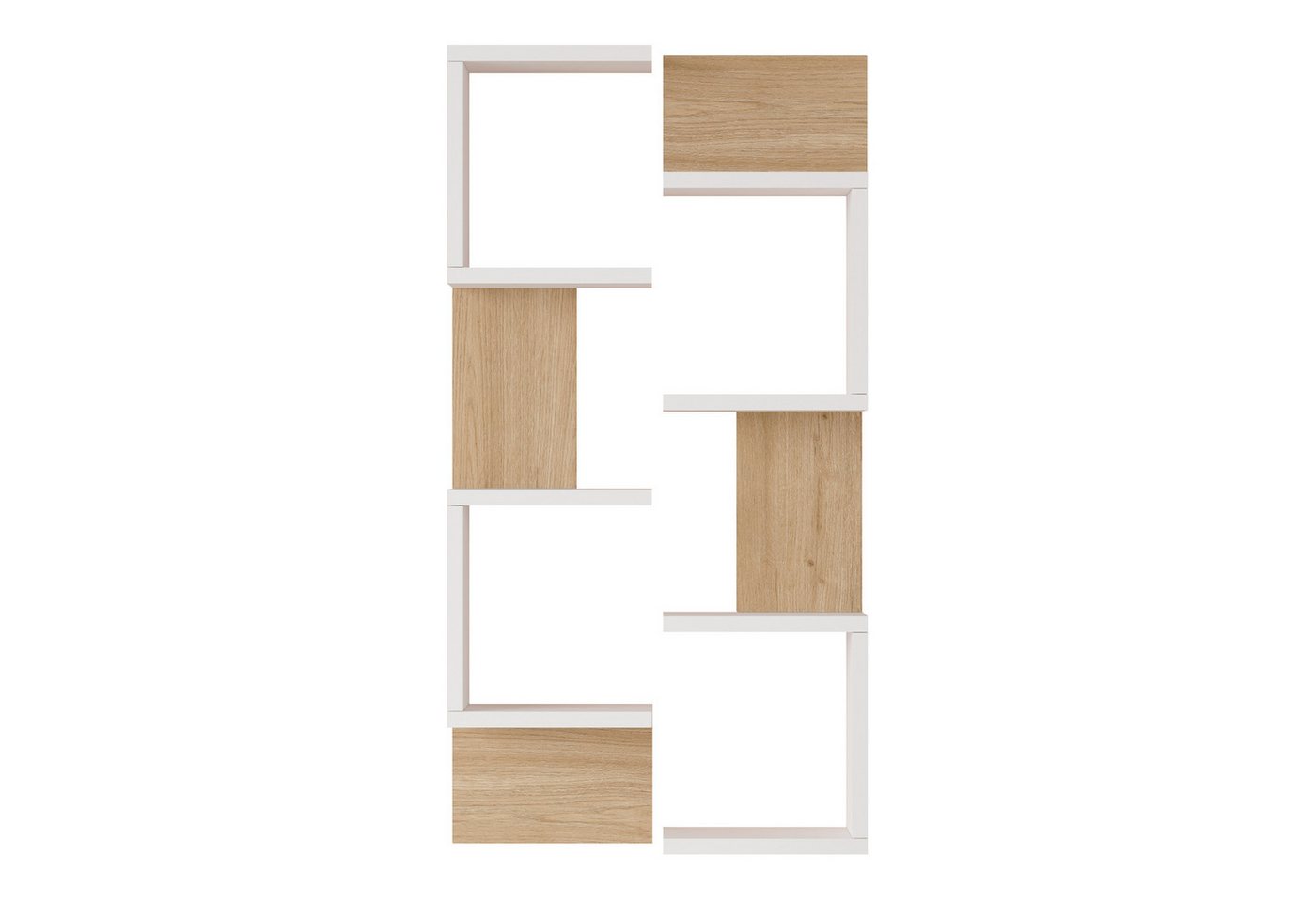 en.casa Wandregal, 2-er Set, »Omn« 93 x 24 x 15 cm Weiß / Holzoptik – Bild 3 von 4