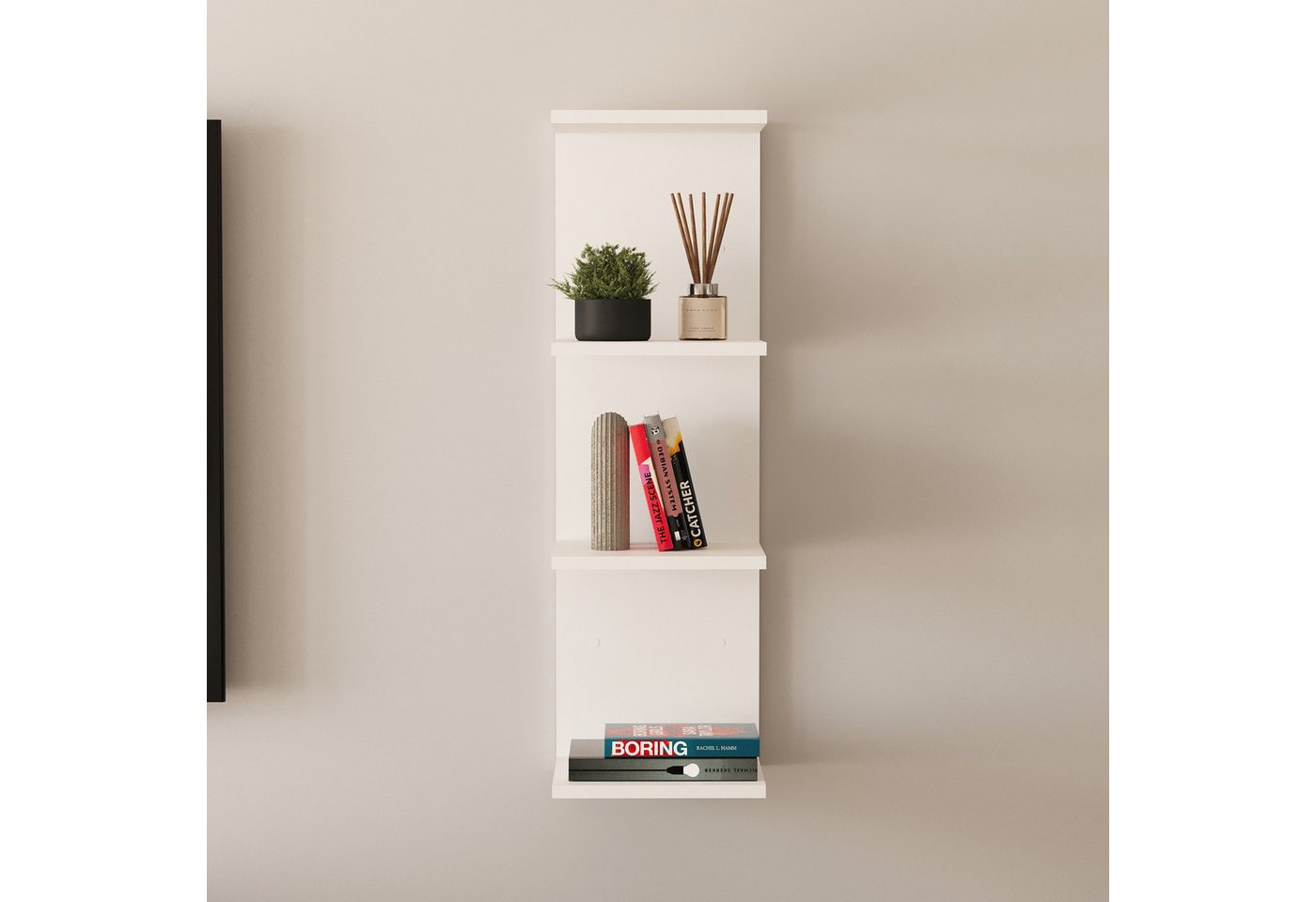 en.casa Wandregal, »Surahammar« 95 x 30 x 28 cm mit 4 Ablagen Weiß – Bild 3 von 5