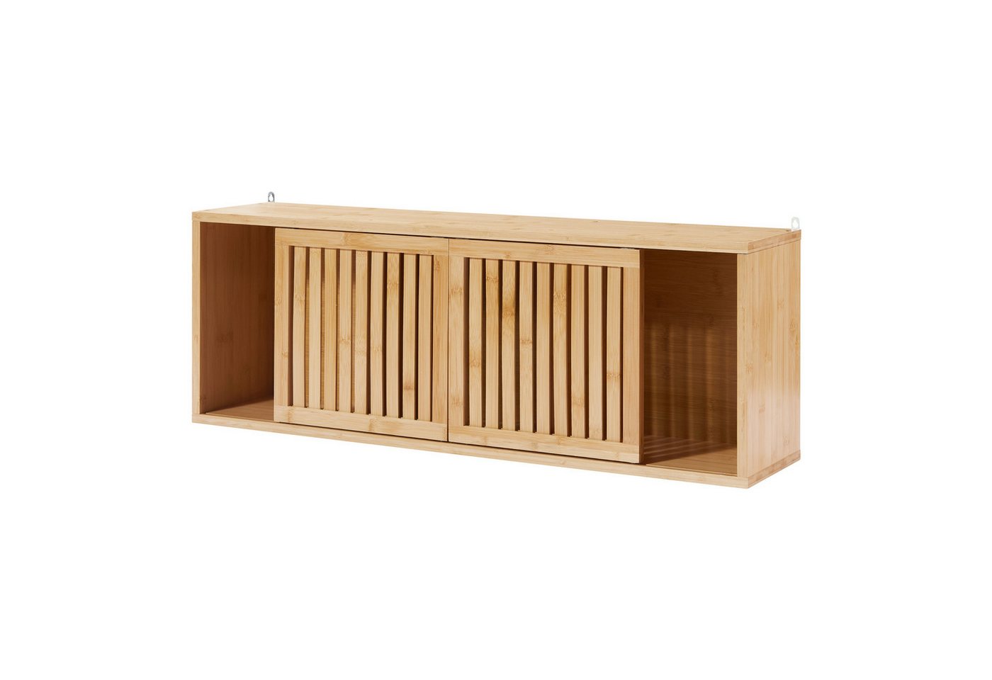 en.casa Wandregal, »Ypäjä« mit 2 Schiebetüren 93 x 20 x 33 cm Bambus – Bild 5 von 5