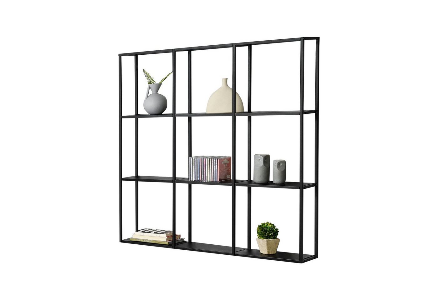 en.casa Wandregal, »Jelsa« Metallregal mit 9 offenen Ablagen Schwarz 160 x 18 x 110 cm – Bild 4 von 5