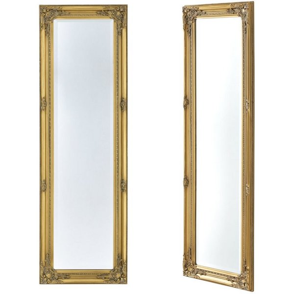 en.casa Wandspiegel, »Livorno« Ganzkörperspiegel 132 x 42 cm Antik Spiegel Goldfarben