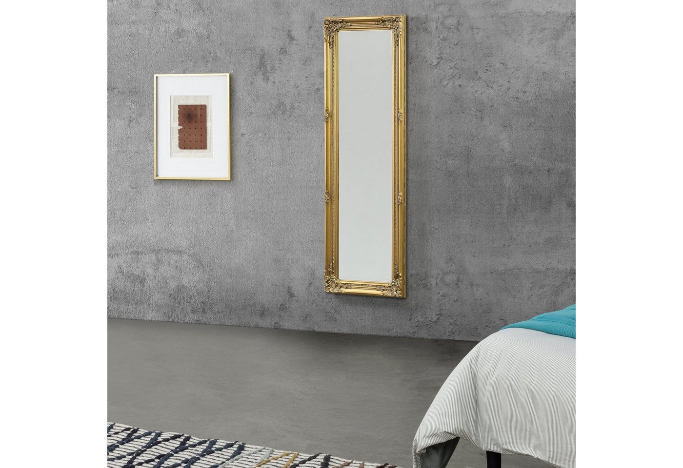 en.casa Wandspiegel, »Livorno« Ganzkörperspiegel 132 x 42 cm Antik Spiegel Goldfarben – Bild 2 von 5