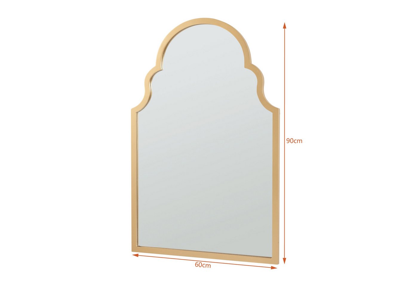 en.casa Wandspiegel, »Hämeenkyrö« mit Rahmen MDF 90 x 60 cm Goldfarben – Bild 4 von 5