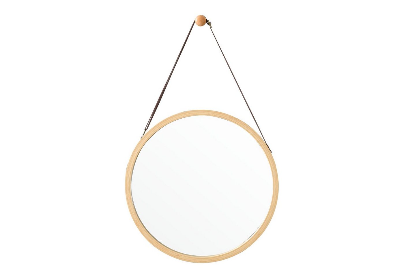 en.casa Wandspiegel, »Bykle« Hängespiegel Bambus rund 38 cm Natur – Bild 4 von 5