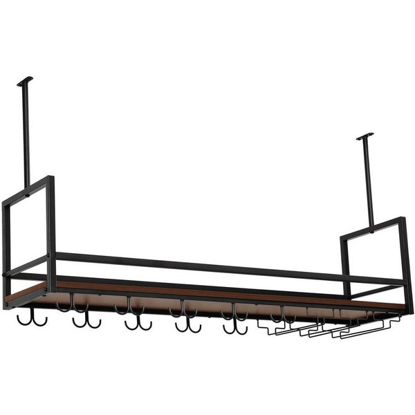 en.casa Weinregal, mit Glashalterung »Borejle« 120 x 30 x 65 cm Schwarz/Walnussoptik