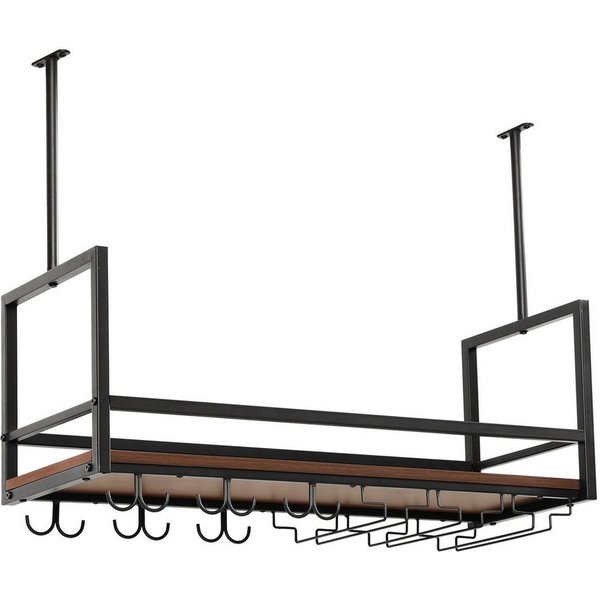 en.casa Weinregal, mit Glashalterung »Borejle« 80 x 30 x 65 cm Schwarz/Walnussoptik