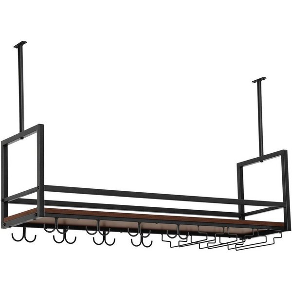 en.casa Weinregal, mit Glashalterung »Borejle« 100 x 30 x 65 cm Schwarz/Walnussoptik