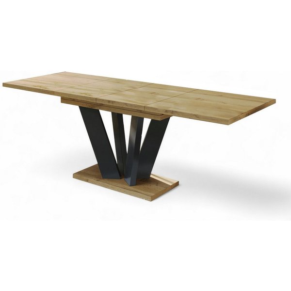 Endo-Moebel Esstisch Alex 130-210 cm Säulen Tisch erweiterbar Tischbeine schwarz ausziehbar, Ausziehbar 130-210 cm (2x40 cm), Platte 36mm, Gestell schwarz matt