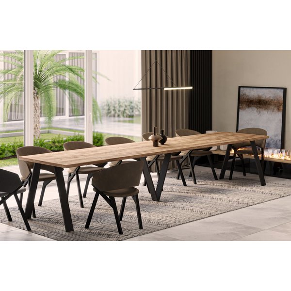 Endo-Moebel Esstisch Lungo XXL 130-405 cm, Metallgestell, ausziehbar, erweiterbar, riesiger Kulissentisch, 4m, extra lang und groß, stabil
