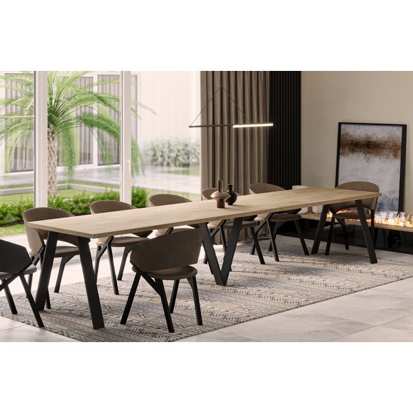 Endo-Moebel Esstisch Lungo XXL 130-405 cm, Metallgestell, ausziehbar, erweiterbar, riesiger Kulissentisch, 4m, extra lang und groß, stabil