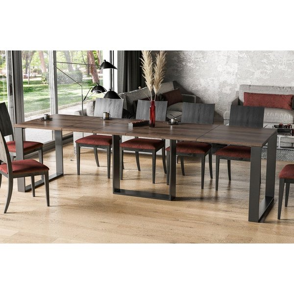 Endo-Moebel Kulissen-Esstisch "Borys 290" 130cm-290cm Kufengestell Metall Kulissentisch ausziehbar, elegant, stabil, 40cm Erweiterungsplatten, lang und groß, XL