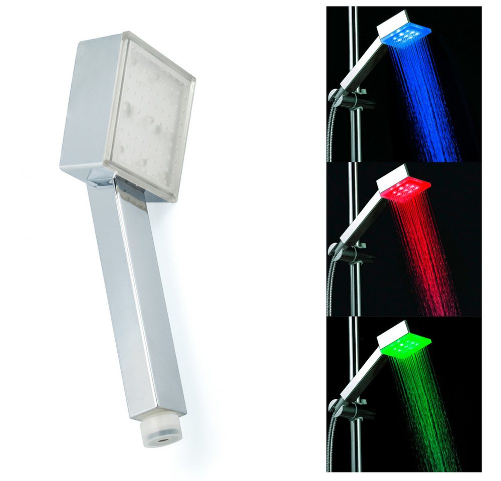 ENERGMiX Handbrause Duschkopf Farbwechsel Duschbrause Brausekopf mit mit Farbwechsel, Regenbrause mit Farbige LED Licht – Bild 5 von 5