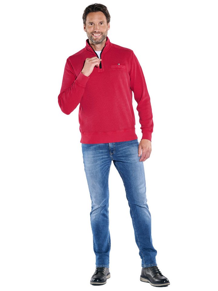 Engbers Sweatshirt Herren Sweatshirt strukturiert, Rot – Bild 3 von 5