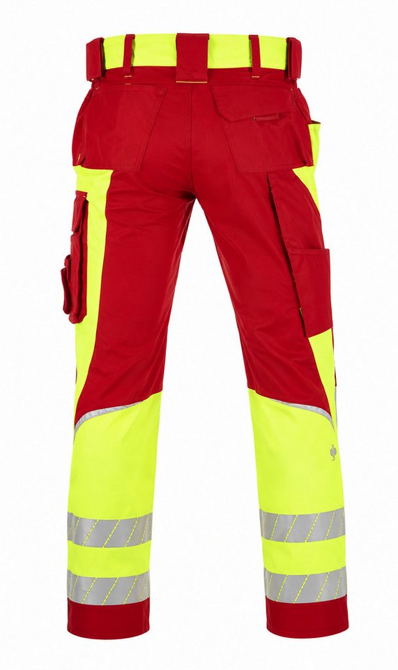 Engelbert Strauss Arbeitsbundhose Warnschutz-Bundhose e.s.motion 24/7 Herren rot/warngelb hochwertige Reflexstreifen – Bild 2 von 5