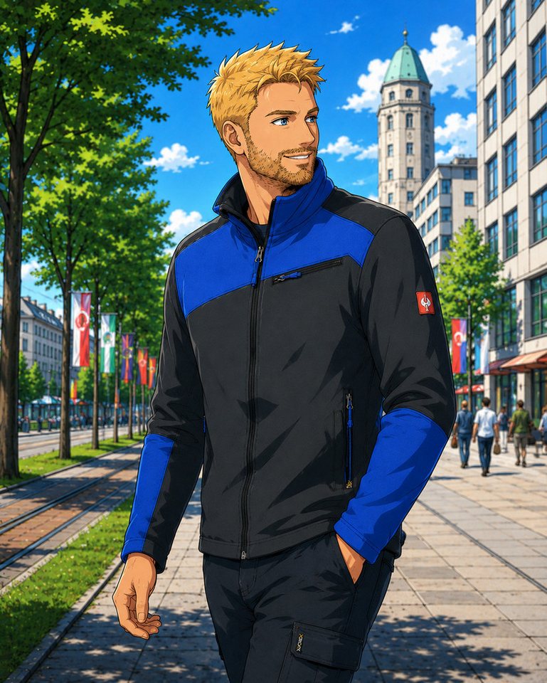 Engelbert Strauss Arbeitsjacke e.s. motion 2020 Herren Fleecejacke Arbeitsjacke graphit/enzianblau – Bild 5 von 5