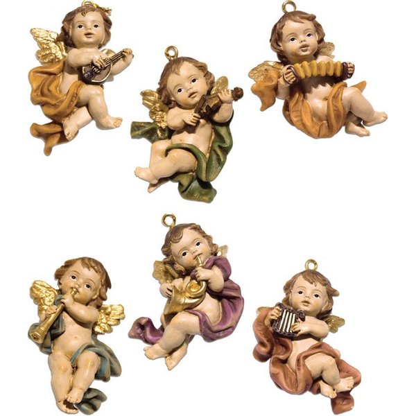 FADEDA Engelfigur 6x FADEDA Engel hängend musizierend, Höhe in cm: 5,5