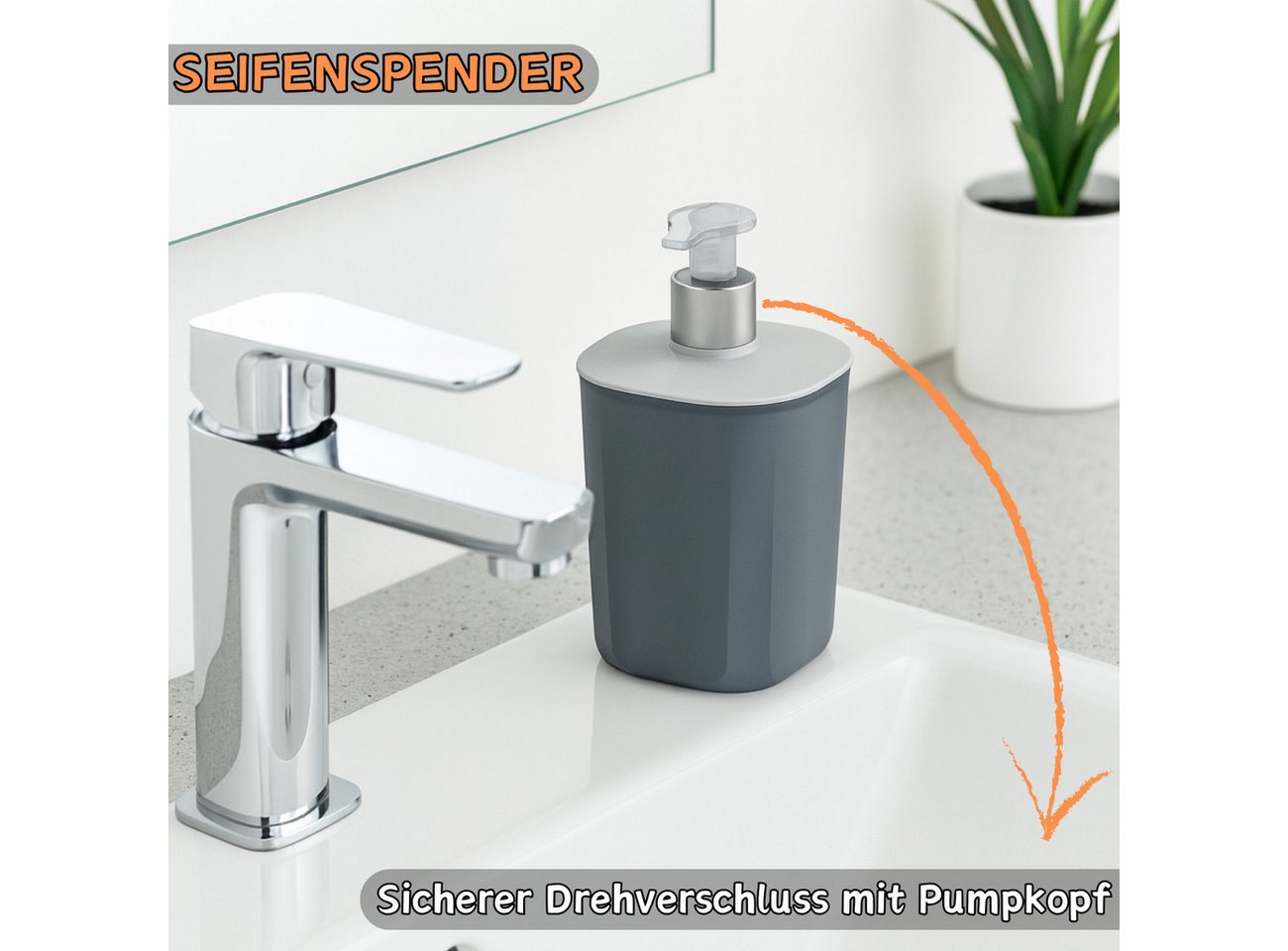 Engelland Badaccessoire-Set Badezimmer-Set, 4-teilig, bestehend aus Seifenspender, Seifenschale, Zahnbürstenhalter & Organizer, Vorteils-Set, 4 tlg., 4-teilig,  – Bild 4 von 5
