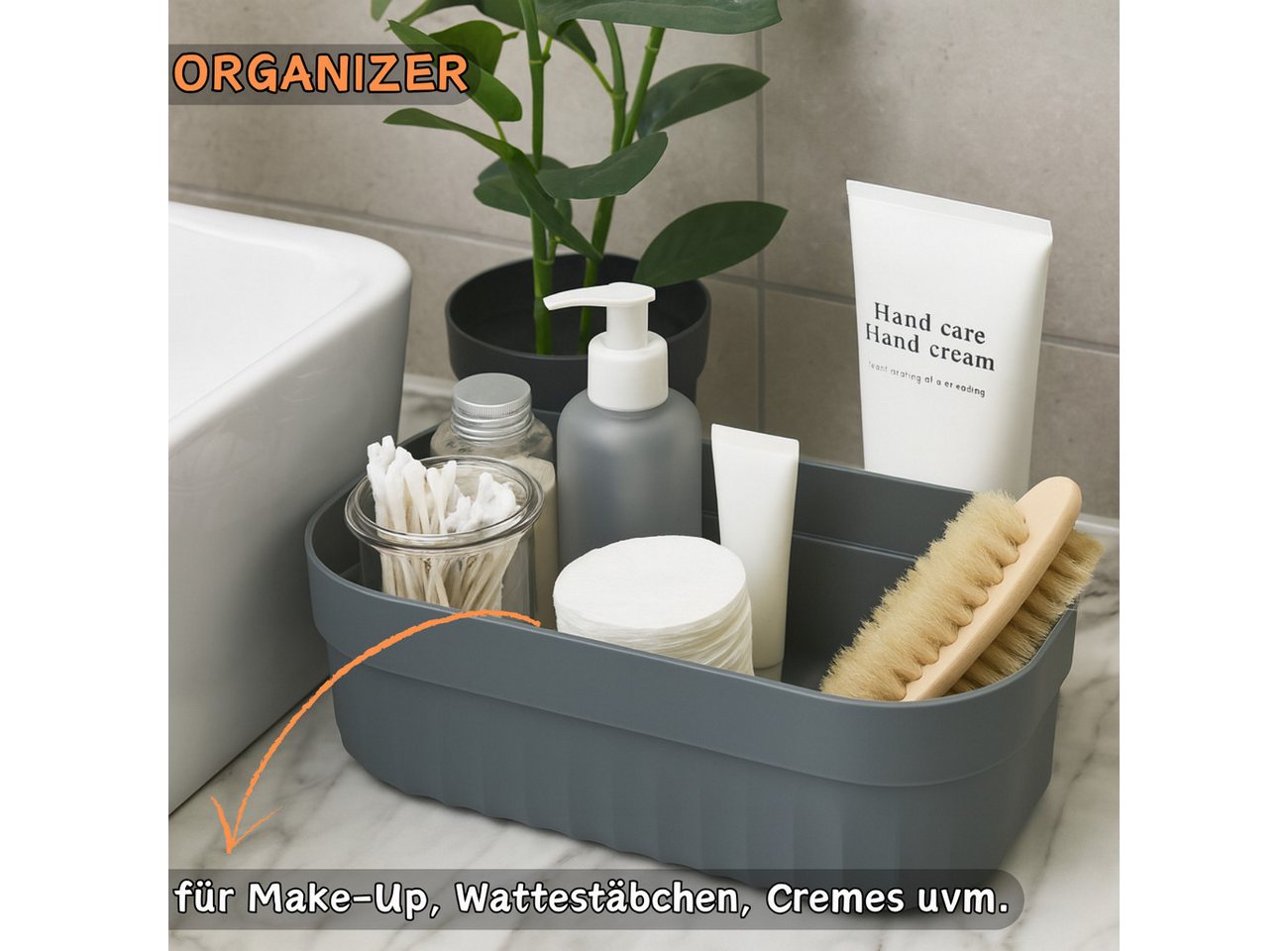 Engelland Badaccessoire-Set Badezimmer-Set, 4-teilig, bestehend aus Seifenspender, Seifenschale, Zahnbürstenhalter & Organizer, Vorteils-Set, 4 tlg., 4-teilig,  – Bild 5 von 5