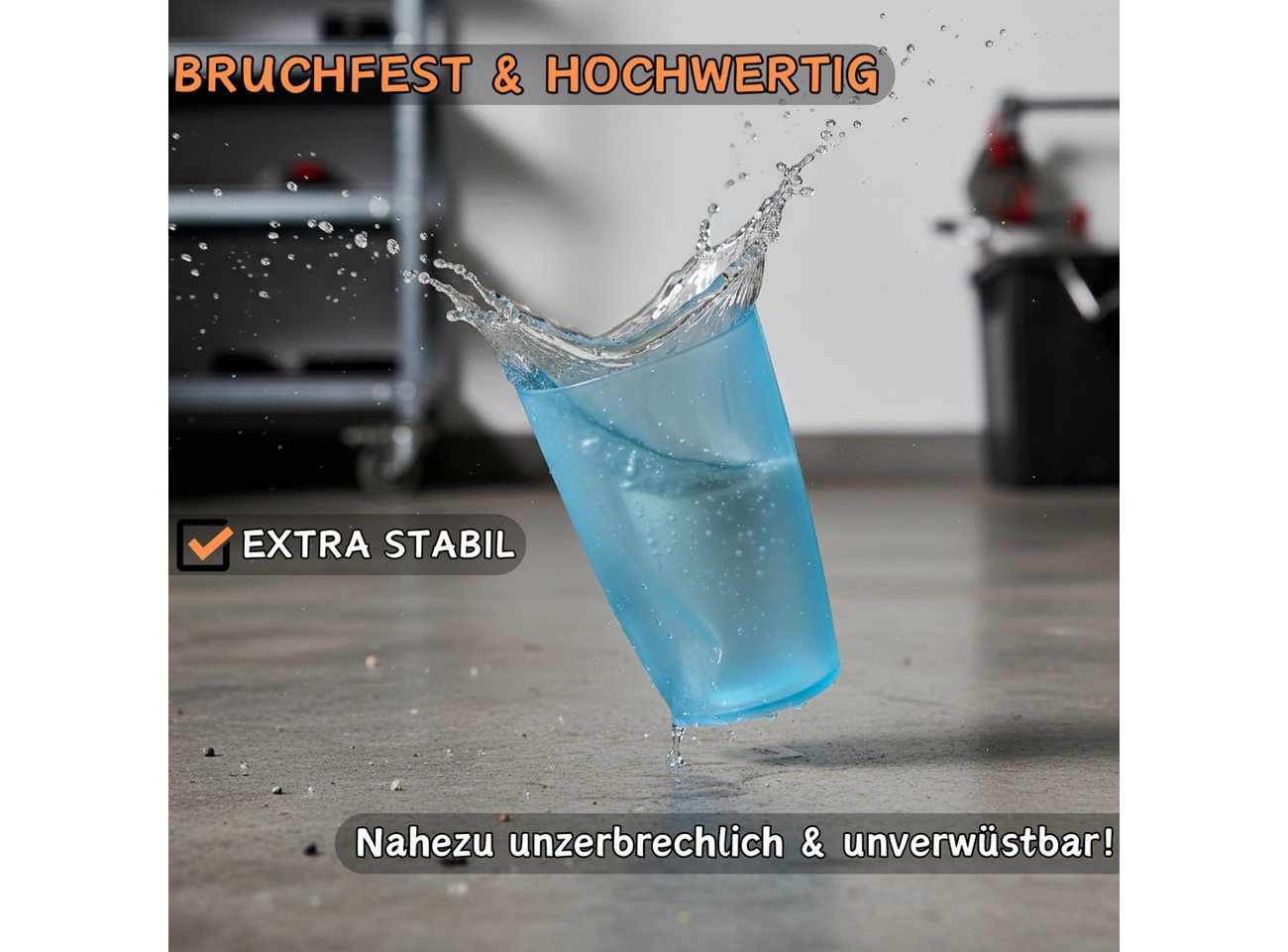 Engelland Becher Plastikbecher, Trinkbecher, 250 ml, 5-tlg., Kunststoff, BPA-frei, bruchfest, Frostoptik, stapelbar, wiederverwendbar, Mehrweg – Bild 5 von 5