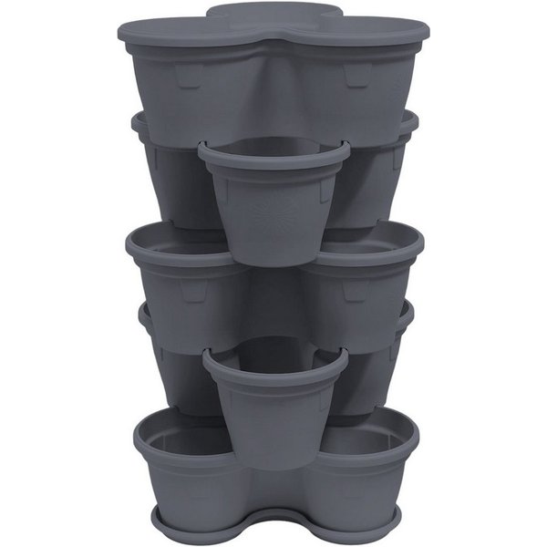 Engelland Blumenständer Säulentopf, Hochbeet, Kräuterbeet (Vorteils-Set, 5 St., 11 Liter Fassungsvermögen je Ebene), fallsicher, UV-beständig, stapelbar, platzs
