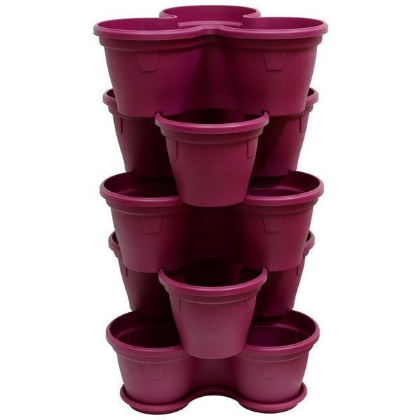 Engelland Blumenständer Säulentopf, Hochbeet, Kräuterbeet (Vorteils-Set, 5 St., 11 Liter Fassungsvermögen je Ebene), fallsicher, UV-beständig, stapelbar, platzs
