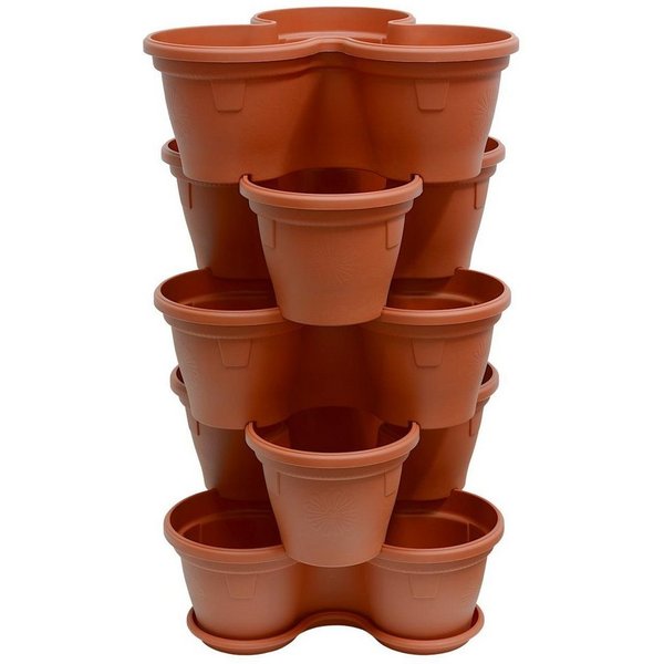 Engelland Blumenständer Säulentopf, Hochbeet, Kräuterbeet (Vorteils-Set, 5 St., 11 Liter Fassungsvermögen je Ebene), fallsicher, UV-beständig, stapelbar, platzs