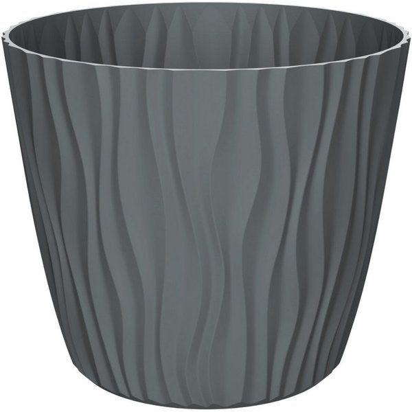 Engelland Blumentopf Pflanztopf mit Drainagesystem (Vorteils-Set, 1 St., robuster PP-Kunststoff), 3D-Wellenoptik, UV-resistent, Drainagesystem, direkte Bepflanz