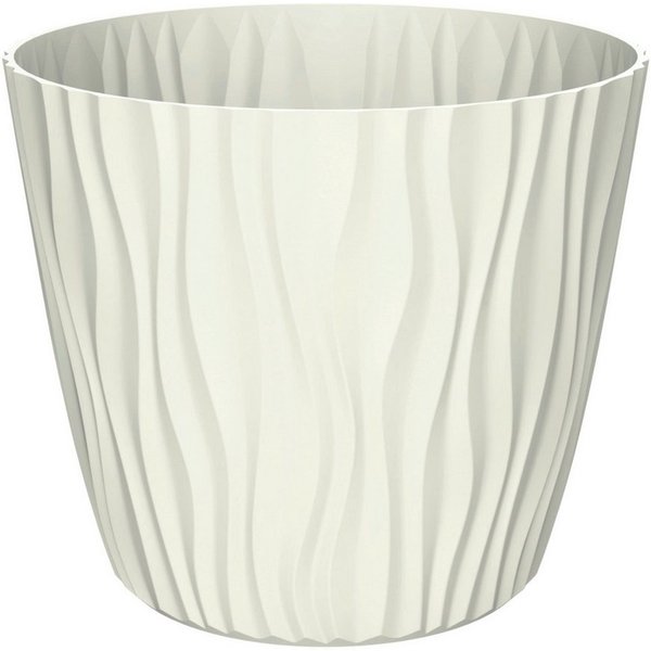 Engelland Blumentopf Pflanztopf mit Drainagesystem (Vorteils-Set, 1 St., robuster PP-Kunststoff), 3D-Wellenoptik, UV-resistent, Drainagesystem, direkte Bepflanz