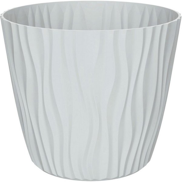 Engelland Blumentopf Pflanztopf mit Drainagesystem (Vorteils-Set, 1 St., robuster PP-Kunststoff), 3D-Wellenoptik, UV-resistent, Drainagesystem, direkte Bepflanz