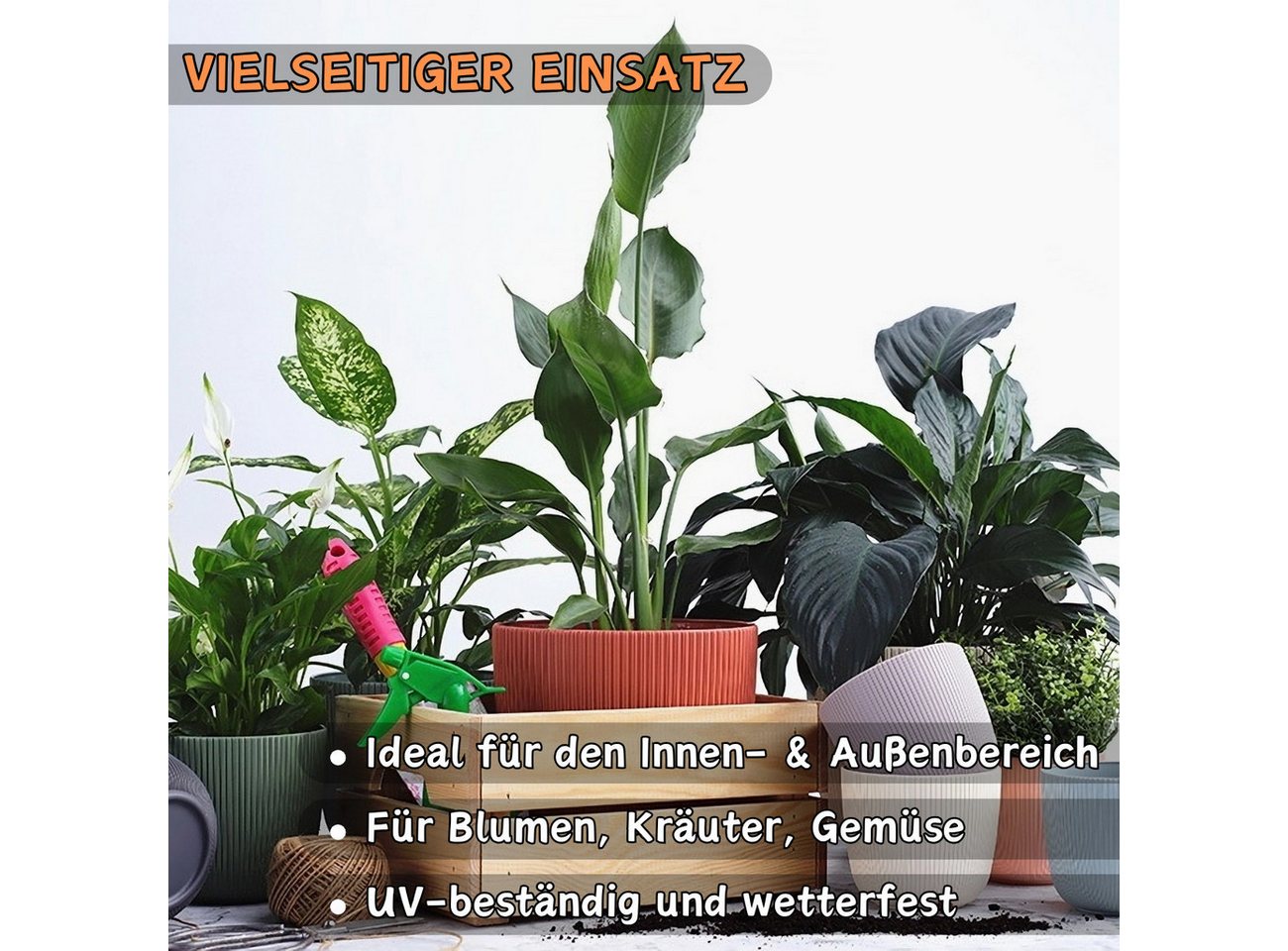 Engelland Blumentopf Pflanztopf mit Drainagesystem (Vorteils-Set, 1 St., robuster PP-Kunststoff), Rillenoptik, UV-resistent, Drainagesystem, direkte Bepflanzung – Bild 3 von 5