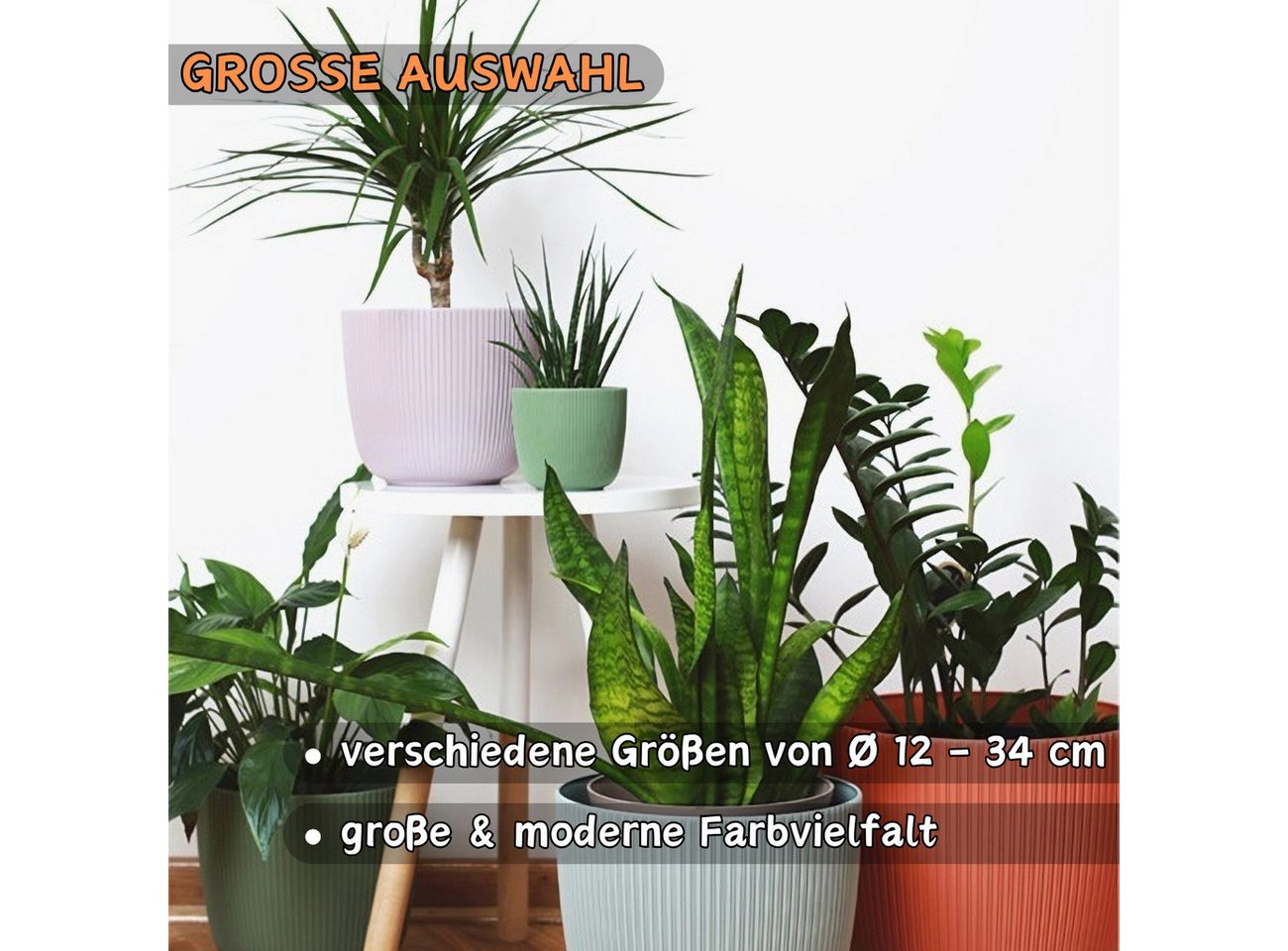 Engelland Blumentopf Pflanztopf mit Drainagesystem (Vorteils-Set, 1 St., robuster PP-Kunststoff), Rillenoptik, UV-resistent, Drainagesystem, direkte Bepflanzung – Bild 5 von 5