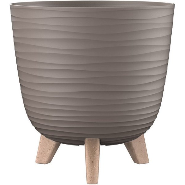Engelland Blumentopf Pflanztopf mit Füßen (Vorteils-Set, 1 St., robuster PP-Kunststoff), Wellenoptik, rund, UV-resistent, Drainagesystem, direkte Bepflanzung
