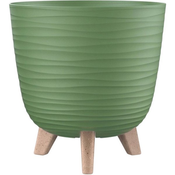 Engelland Blumentopf Pflanztopf mit Füßen (Vorteils-Set, 1 St., robuster PP-Kunststoff), Wellenoptik, rund, UV-resistent, Drainagesystem, direkte Bepflanzung