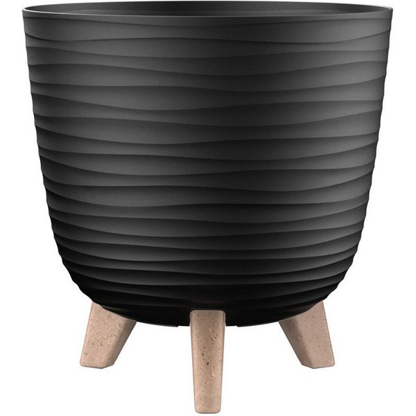 Engelland Blumentopf Pflanztopf mit Füßen (Vorteils-Set, 1 St., robuster PP-Kunststoff), Wellenoptik, rund, UV-resistent, Drainagesystem, direkte Bepflanzung