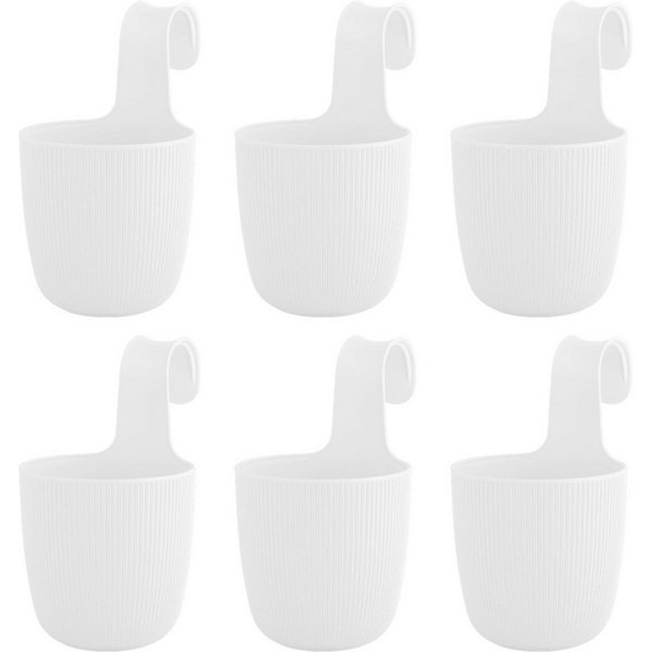 Engelland Blumentopf Blumentopf zum Hängen (Vorteils-Set, 6 St., Fassungsvermögen 2,3 Liter), UV-Beständig, Frostbeständig, Drainagesystem, ideal für Geländer/Z